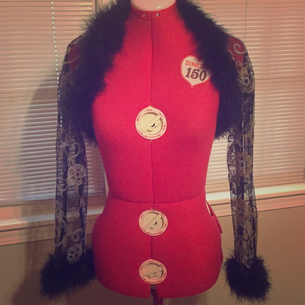 Sue Wong embroidered feathered shrug